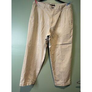 Perry Ellis Men’s Khaki Dress Pants 38x30 Flat Front Straight Leg Business Casua